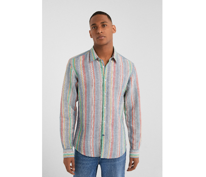 Springfield 099550910 Small Linen Shirt for Men - Navy - Zoom Image 1