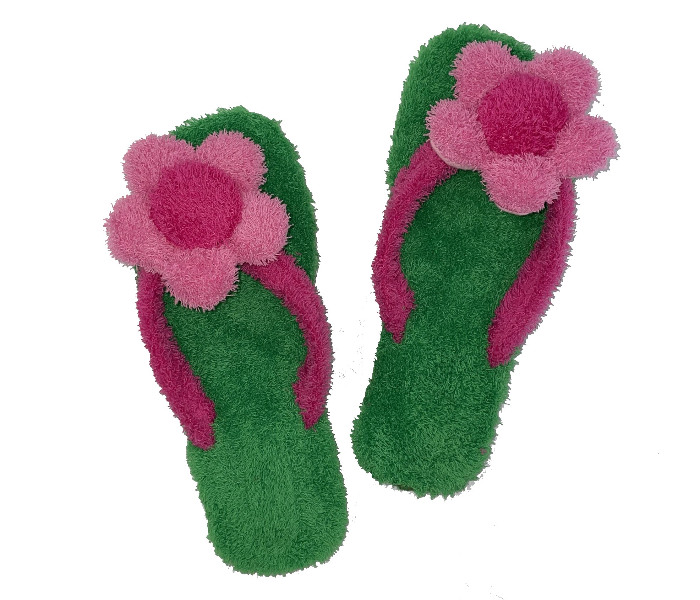 Casual LFV94 US 09 Flower Design Daily Wear Soft Flat Home Slippers for Women - Green - Zoom Image