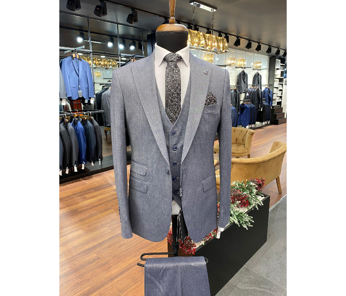 Fatih Zraiq Size 54 Trendy and Attractive Premium Quality 3 Pieces Suit for Men - Grey - Zoom Image