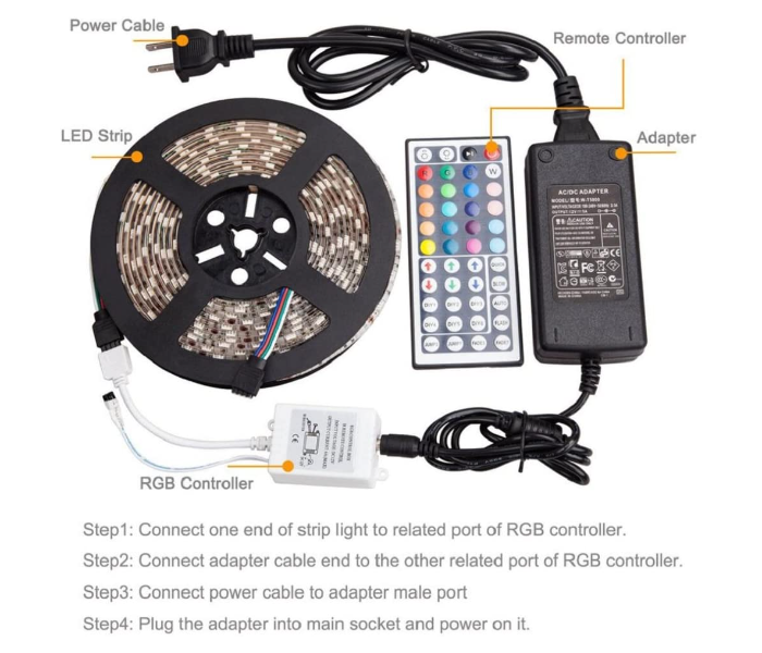 SMD 5050 Waterproof 5 Meter 300 LEDs RGB Color LED Strip Light - Zoom Image 3