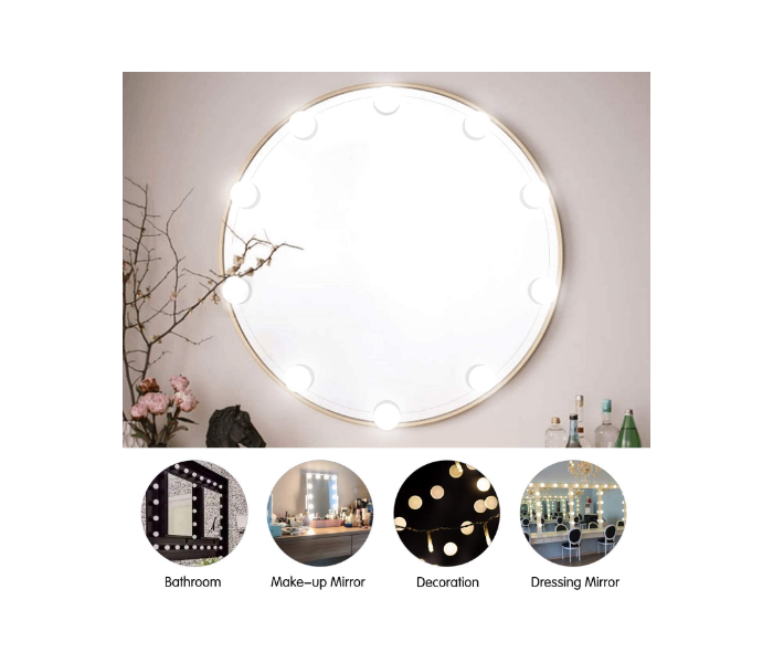 LED Makeup Mirror Bulb Set f 10 Pieces - White - Zoom Image 6