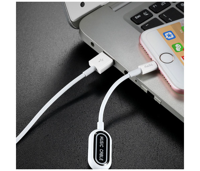 TOTU BLA-056-WH 1 Meter Glory Series USB-A to Dual Lightning Audio Charging Cable - White - Zoom Image 6