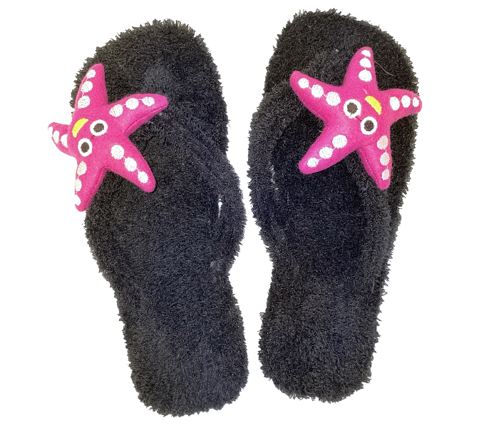 Casual LFV100 US 06 Starfish Design Daily Wear Soft Flat Home Slippers for Women - Black - Zoom Image