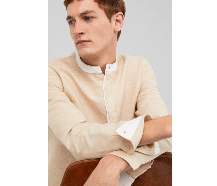 Springfield 099553351 Medium  Linen Shirt for Men - Beige - Zoom Image 2