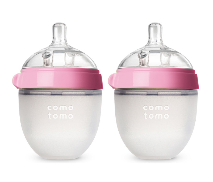 Comotomo EN 150TP 150ml Set of 2 Natural Feel Baby Bottle - Pink and White - Zoom Image