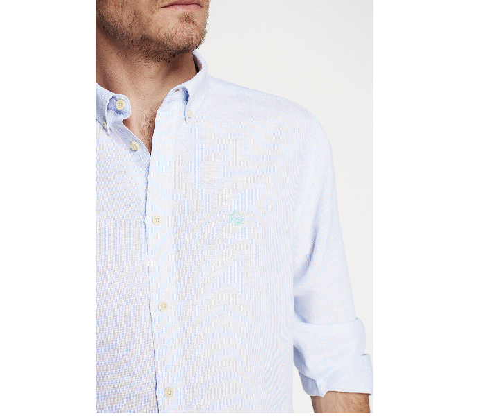 Springfield 099332813 Small Linen Shirt for Men - Medium Blue - Zoom Image 4