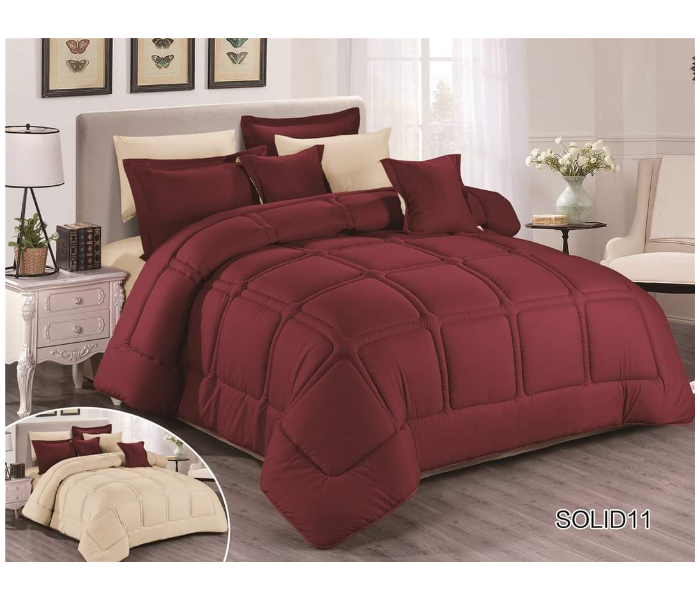 Stargold SG-CJL2004 Comforter Set Of 8 Pieces - Maroon and Beige - Zoom Image