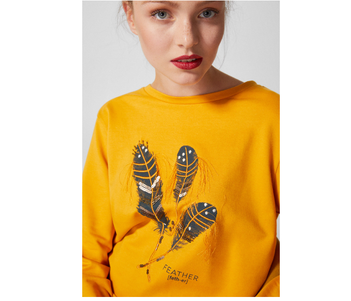 Springfield 108414328 Small Sweat Shirt for Women - Yellow - Zoom Image 3