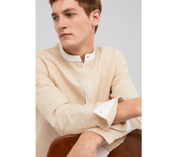 Springfield 099553351 Small Linen Shirt for Men - Beige - Zoom Image 2