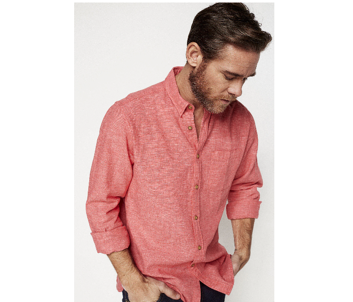 Springfield 099324760 Small Linen Shirt for Men - Red - Zoom Image 3