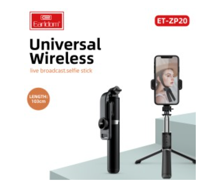 Universal ET-ZP20 Wireless Live Broadcasting Selfie Stick - Black - Zoom Image