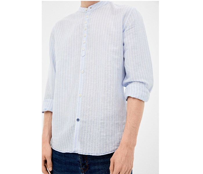 Springfield 099560614 Small Linen Shirt for Men - Medium Blue - Zoom Image 2