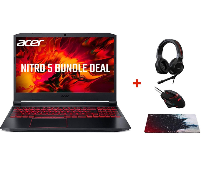 Acer Nitro 5 AN515-55-709E 15.6 Inch FHD Intel Core i7-10750H Processor 32GB RAM 1TB SSD 6GB GTX 1660Ti Graphics Dos with Headset Mouse Mousepad - Black - Zoom Image 2