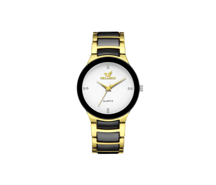 Orlando White Dial Small Fashion Watches - Black and Gold  - Zoom Image