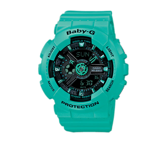 Casio Baby-G BA-111-3ADR Black Dial Analog-Digital Watch For Women - Green - Zoom Image 1