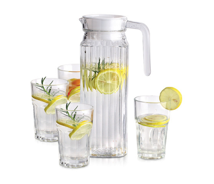 Homeway HW3472 5 Pieces Water Glass Jug Set - White - Zoom Image