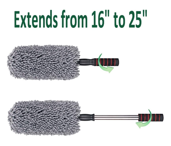 Super Soft Microfiber Car Duster with Extendable Handle - Grey - Zoom Image 5