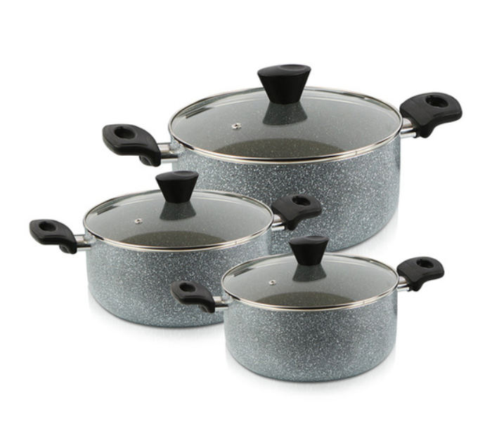 Homeway  HW3465 6 Piece Marble Casserole Set of 24, 28 and 30 Inches - Grey - Zoom Image