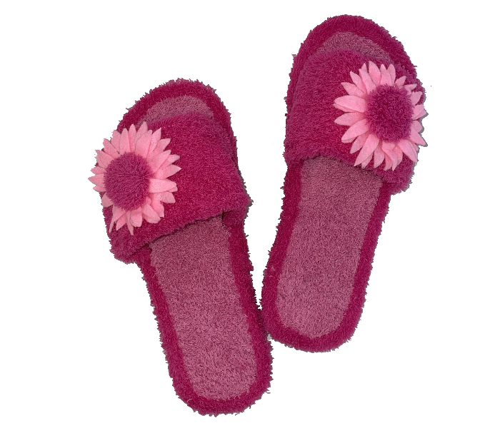 Casual LFO30 US 07 Flower Design Daily Wear Soft Flat Home Slippers for Women - Dark Pink - Zoom Image