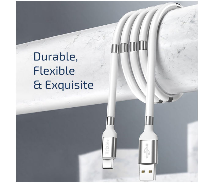 Brizler BZ- CA029 Magnetic Type-C Charging Cable - White - Zoom Image 2