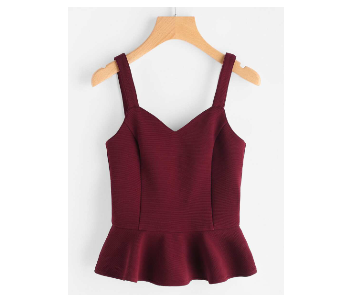 VW Trendz vest170420702 Medium Princess Seam Lace Up Back Peplum Bustier Top for Women - Burgundy - Zoom Image