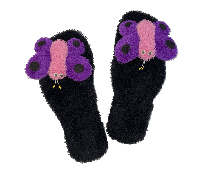 Casual LFV57 US 08 Daily Wear Soft Flat Home Slippers for Women - Black and Violet - Zoom Image