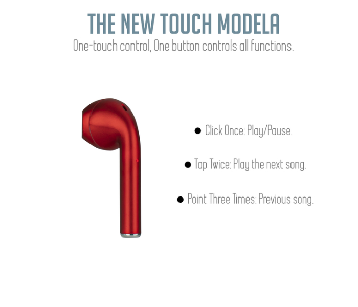 TWS Earphone Wireless Bluetooth Airpod - Red - Zoom Image 3