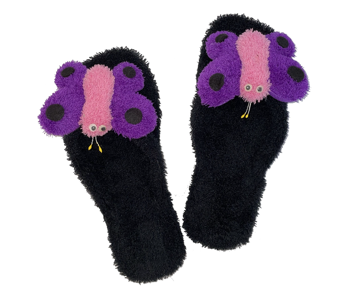 Casual LFV57 US 07 Daily Wear Soft Flat Home Slippers for Women - Black and Violet - Zoom Image