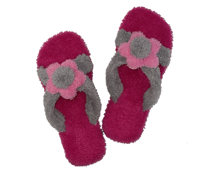 Casual LFO44 US 06 Flower Design Daily Wear Soft Flat Home Slippers for Women - Dark Pink - Zoom Image 2