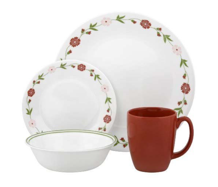 Corelle 1089415 Contours 16-Piece Dinnerware Set Spring Pinkt - White - Zoom Image 1