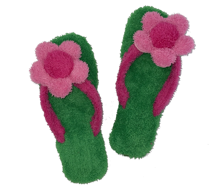 Casual LFV94 US 06 Flower Design Daily Wear Soft Flat Home Slippers for Women - Green - Zoom Image