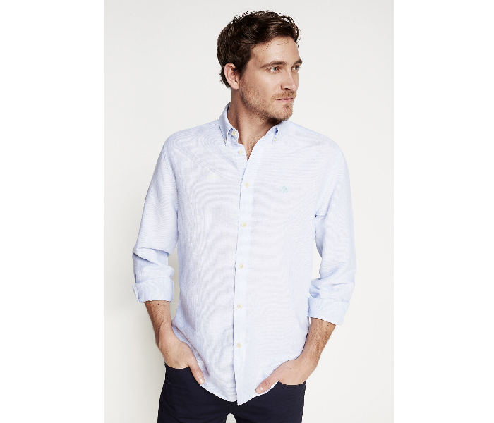 Springfield 099332813 Small Linen Shirt for Men - Medium Blue - Zoom Image 2