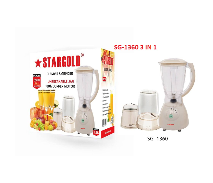 Stargold SG-1360 3In1 Blender Machine - White - Zoom Image