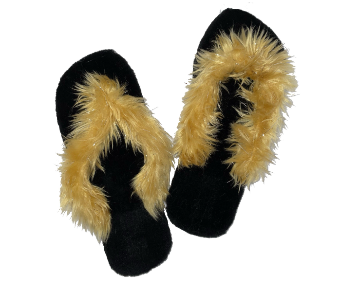 Casual LFV56 US 10 Daily Wear Soft Flat Home Slippers for Women - Black and Gold - Zoom Image