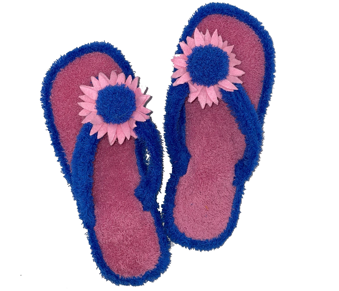 Casual LFV99 US 08 Flower Design Daily Wear Soft Flat Home Slippers for Women - Blue - Zoom Image