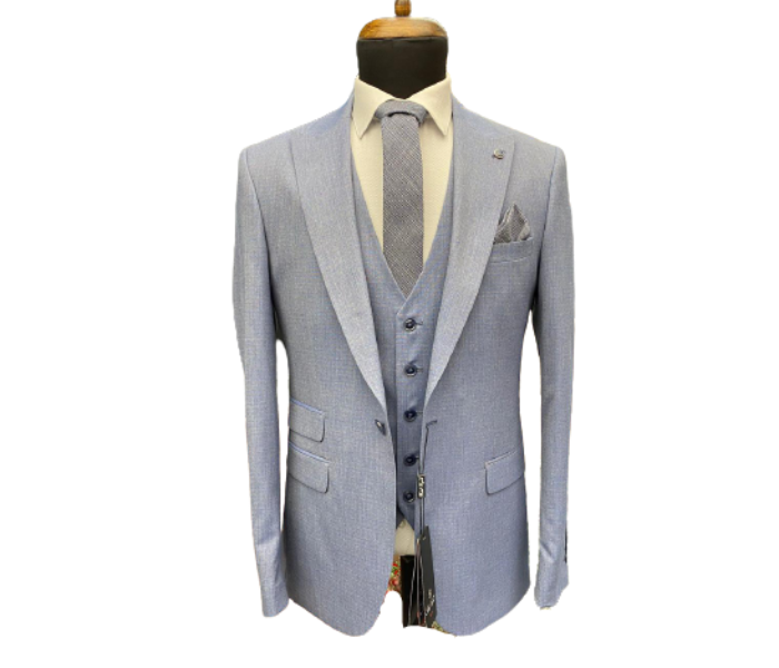 Fatih Zraiq Size 52 Attractive and Trendy Premium Quality 3 Pieces Suit for Men - Light Blue - Zoom Image