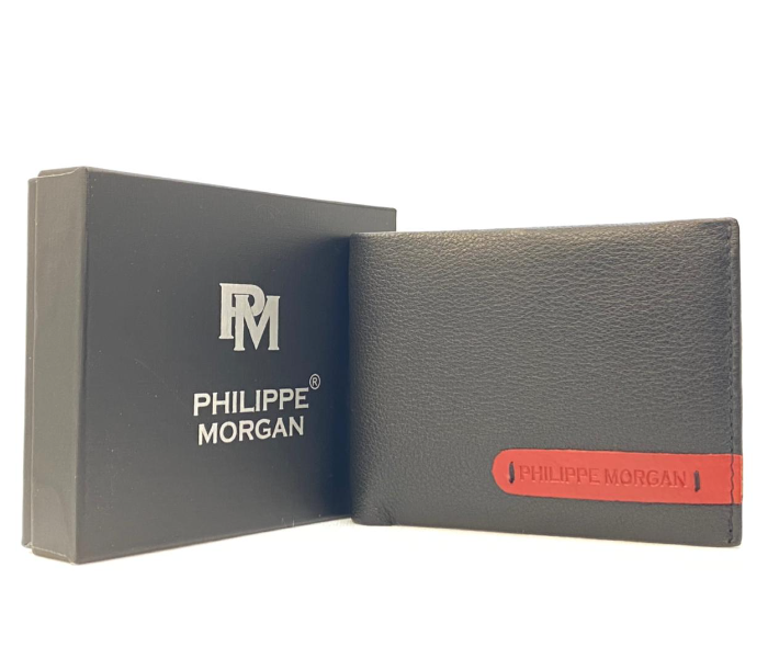 Philippe Morgan PM087 Men Leather Bifold Wallet - Black and Orange - Zoom Image 1