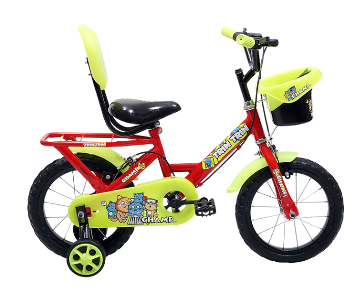 New Year Centre Trin Trin 12Bsa Bicycle With Support Wheel for Kids - Red and Yellow - Zoom Image