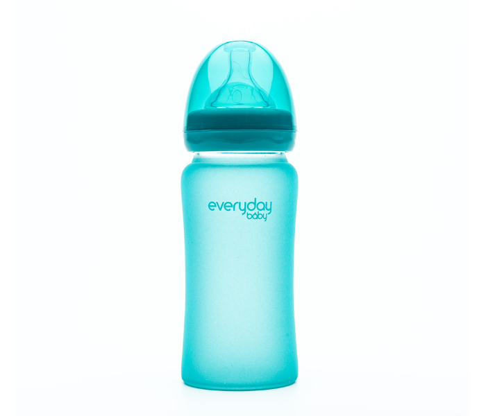 Everyday Baby 10223 240ml Glass Heat Sensing Baby Bottle - Turquoise - Zoom Image