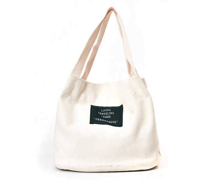 VW Trendz bag171027336 Small Letter Print Canvas Tote Bags - White - Zoom Image