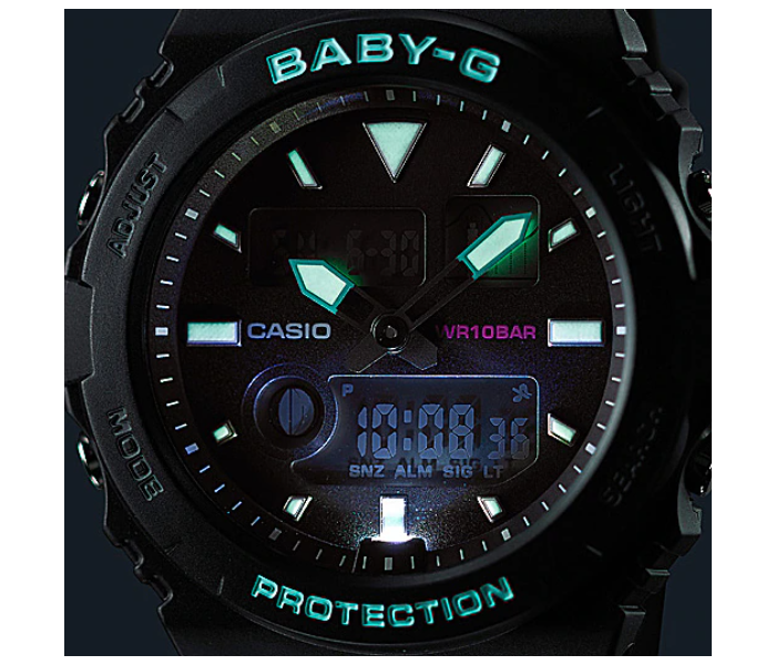 Casio Baby-G BAX-100-1ADR Black Dial Analog-Digital  Watch For Women - Black - Zoom Image 2