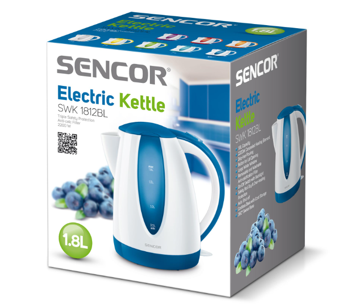 Sencor SWK 1812BL 2000W 1.8 Litre Electric Kettle - White and Blue - Zoom Image 2