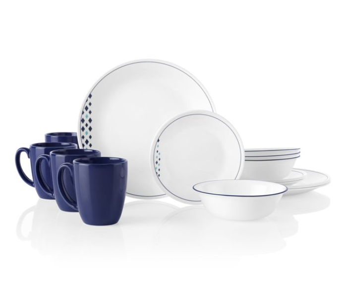 Corelle 113753600 16-Piece Dinnerware Set Fusion Cobalt - White and Blue - Zoom Image 1