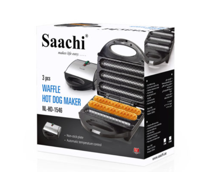 Saachi HD1546 700W Non Stick Waffle Hot Dog Maker - Black and Silver - Zoom Image 3