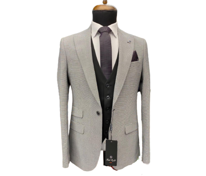 Fatih Zraiq Size 56 Trendy and Attractive Premium Quality 3 Pieces Suit for Men - Grey and Black - Zoom Image