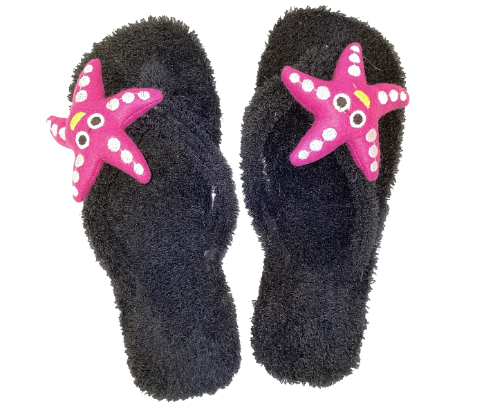 Casual LFV100 US 10 Starfish Design Daily Wear Soft Flat Home Slippers for Women - Black - Zoom Image