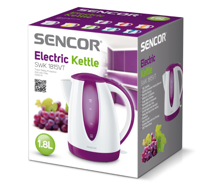 Sencor SWK 1815VT 2000W 1.8 Litre Electric Kettle - White and Violet - Zoom Image 2