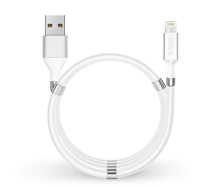 Brizler BZ- CA012 Magnetic Lightning Cable for iPhones and iPads - White - Zoom Image 1