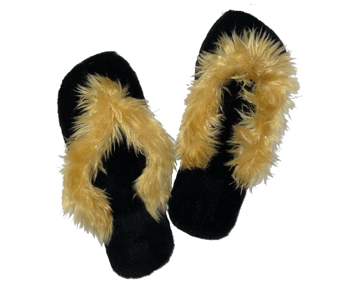 Casual LFV56 US 09 Daily Wear Soft Flat Home Slippers for Women - Black and Gold - Zoom Image