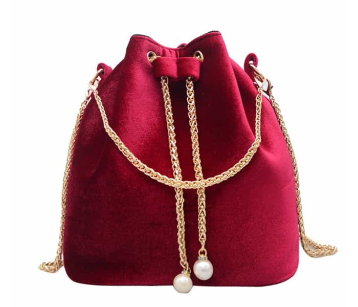 VW Trendz bag171027351 Small Drawstring Bucket Chain Bag - Red - Zoom Image